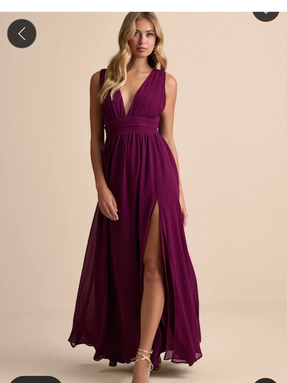 Lulu's Plum V-Neck Maxi Dress with High Slit